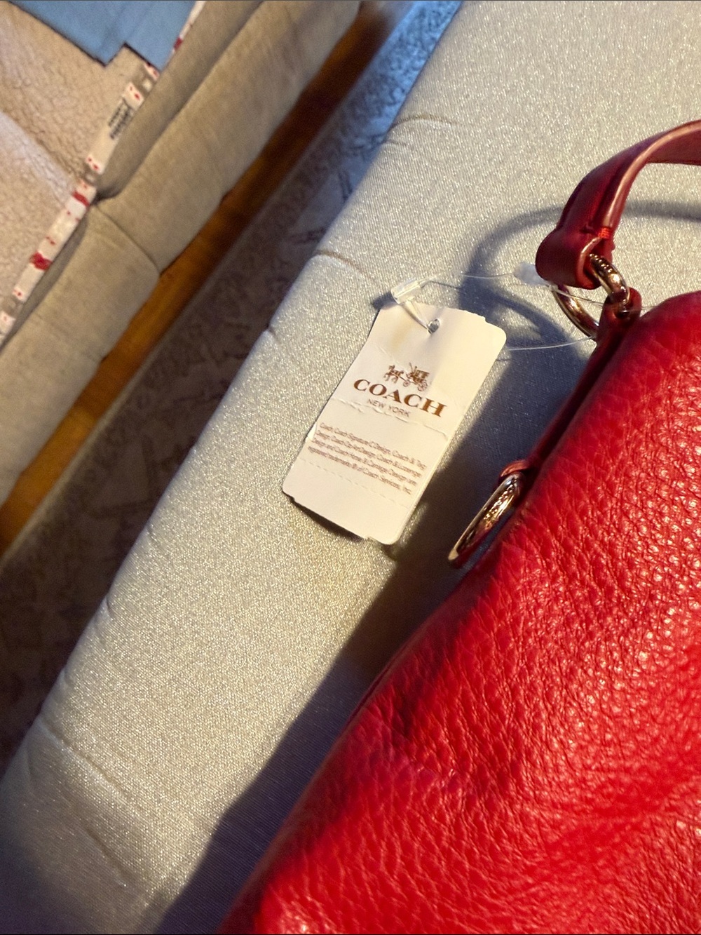 Coach Pebbled Leather Crossbody Bag in Bright Red - Picture 8 of 9